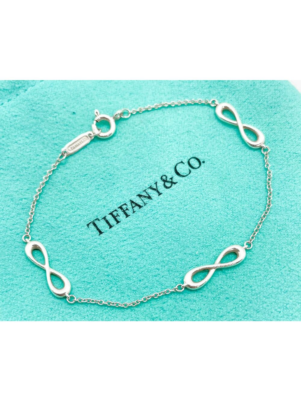 Tiffany & Co. Triple Infinity Station Bracelet Sterling Silver 6" w/ Pouch